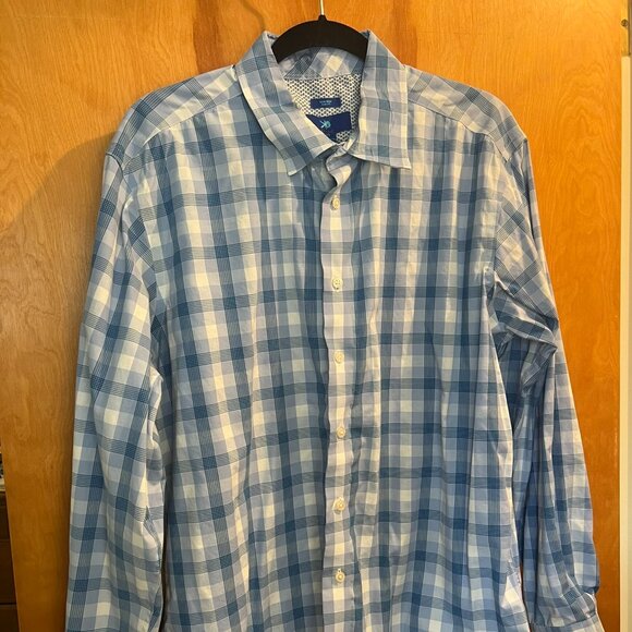 Cotton Blend Checkered Button Down // Egara Slim Fit Men's Size XL - Picture 5 of 6